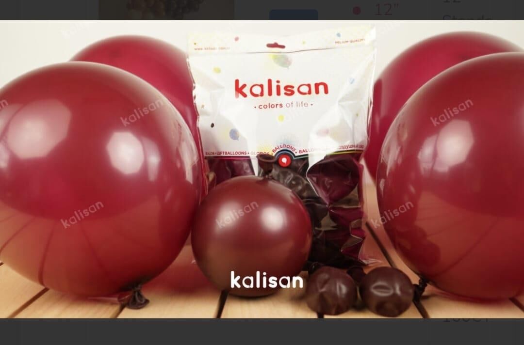 BALON 12'' DÜZRENK BURGUNDY(BORDO)100'LÜ KALİSAN