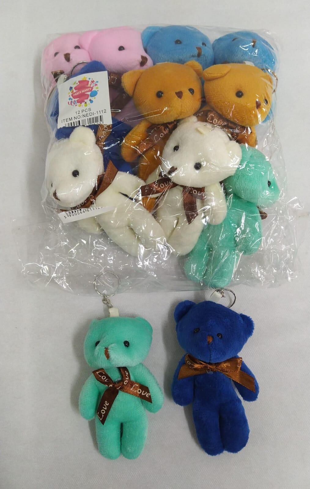 ANAHTARLIK PELUŞ AYICIK 12 Lİ RENKLİ