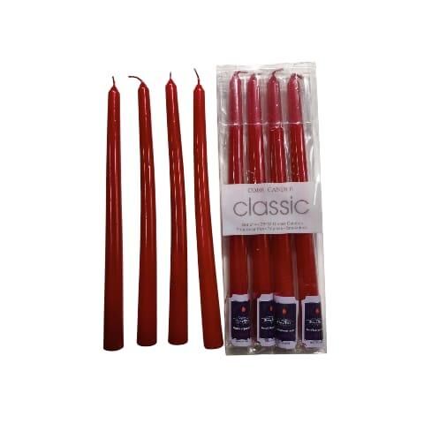 MUM ŞAMDAN 25 CM 4 LÜ METALİK KIRMIZI