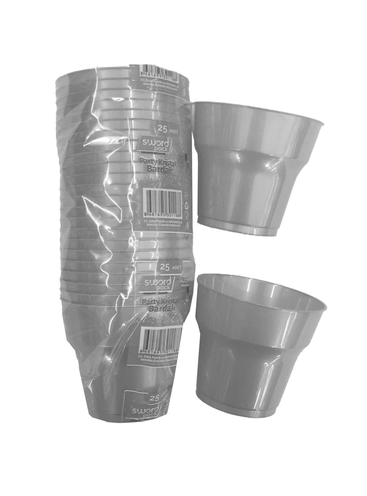 BARDAK PLASTİK KRİSTAL GÜMÜŞ 25 Lİ
