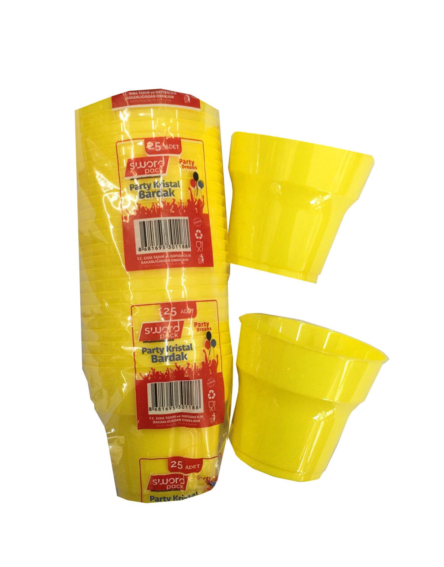 BARDAK PLASTİK KRİSTAL SARI 25Lİ