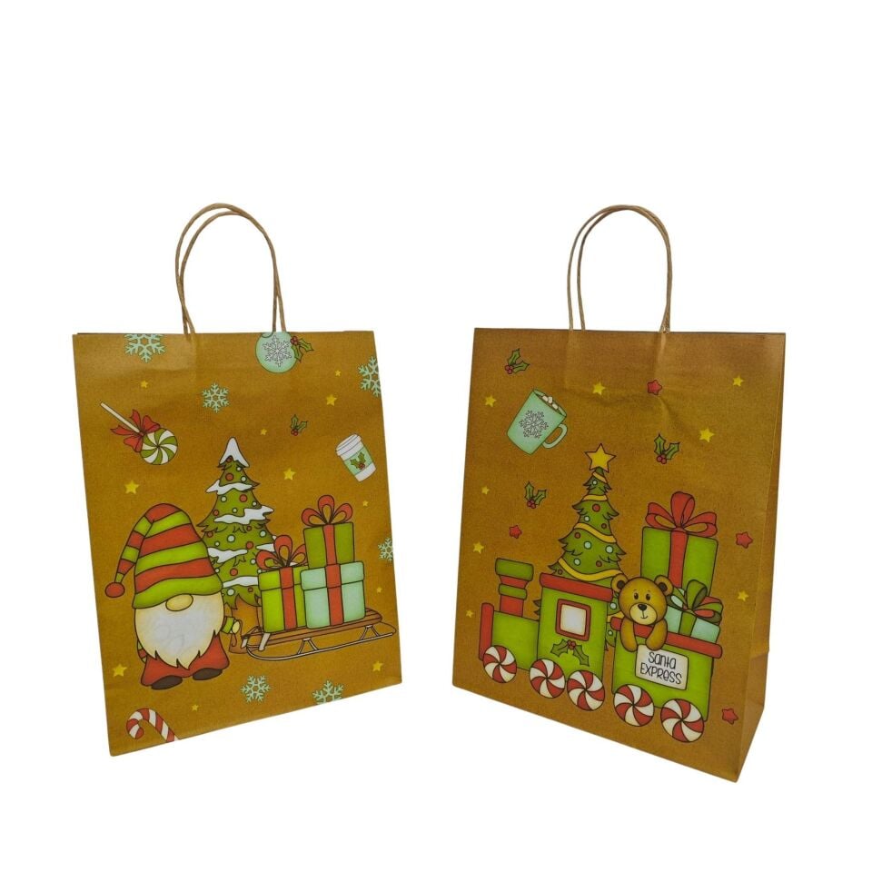 ÇANTA KRAFT BÜKÜM KARIŞIK YILBAŞI 25*33*12 12 Lİ