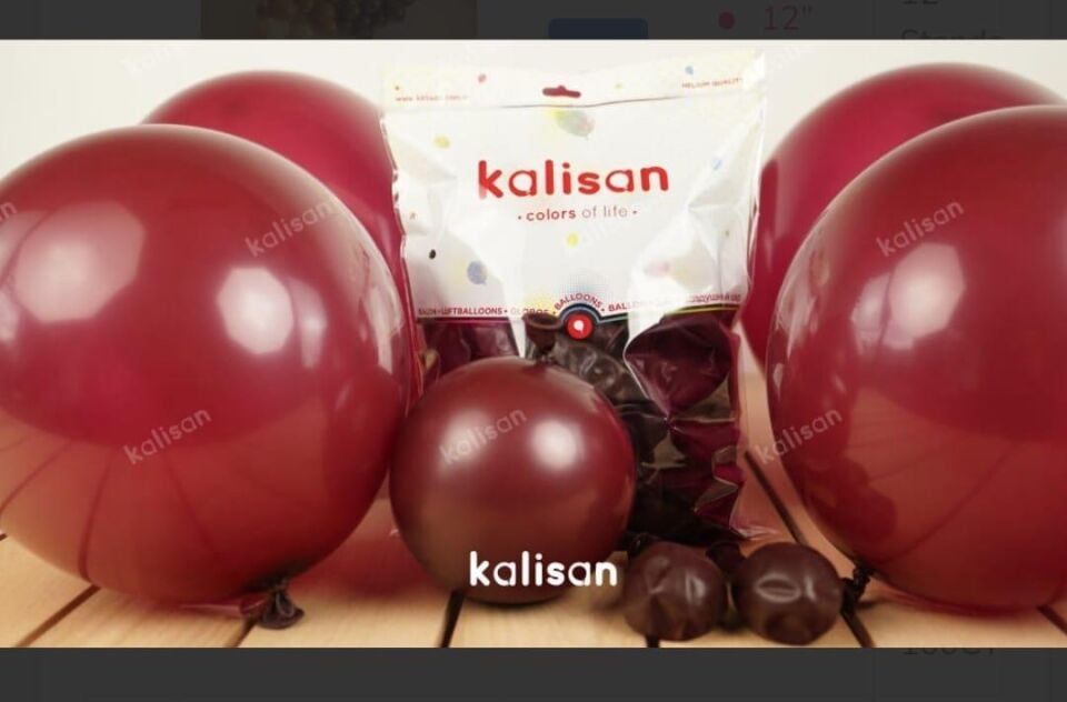 BALON 12'' DÜZRENK BURGUNDY(BORDO)100'LÜ KALİSAN