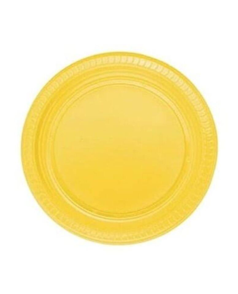 TABAK PLASTİK DÜZ RENKLİ 22cm.25'Lİ SARI