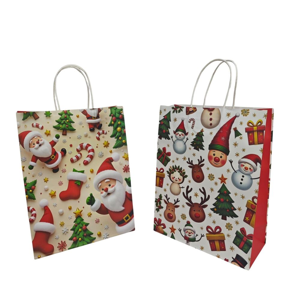 ÇANTA KRAFT BEYAZ YILBAŞI FİGÜRLER 21*27*11 12 Lİ