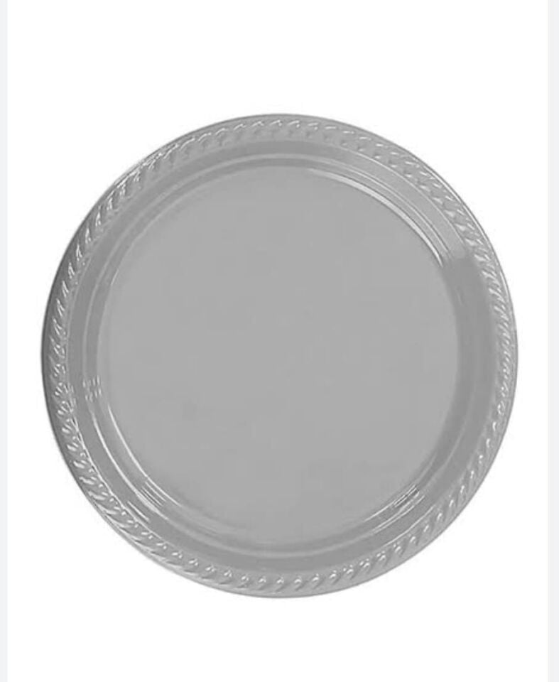 TABAK PLASTİK DÜZ RENKLİ 22cm.25'Lİ GÜMÜŞ