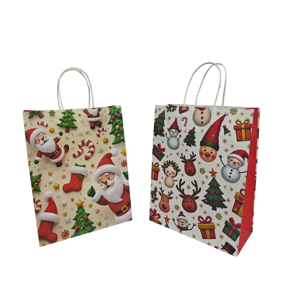 ÇANTA KRAFT BEYAZ YILBAŞI FİGÜRLER 25*33*12 12 Lİ