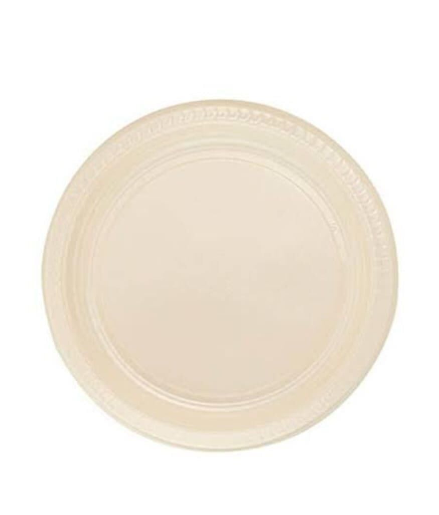 TABAK PLASTİK DÜZ RENKLİ 22cm.25'Lİ KREM