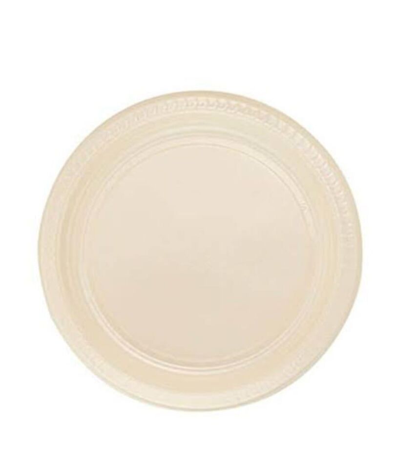 TABAK PLASTİK DÜZ RENKLİ 22cm.25'Lİ KREM