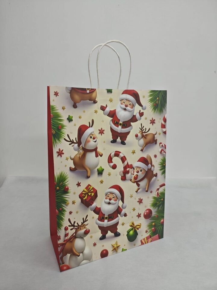 ÇANTA KRAFT BEYAZ YILBAŞI FİGÜRLER 30*42*14 12 Lİ