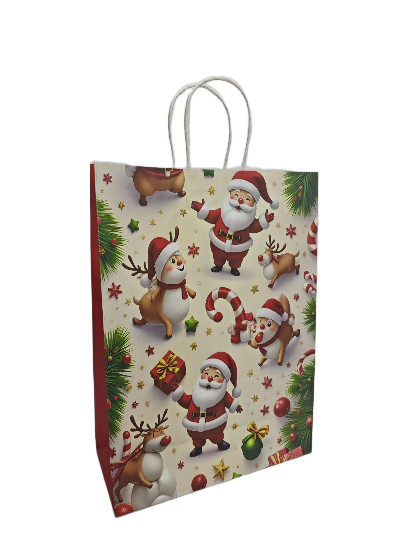 ÇANTA KRAFT BEYAZ YILBAŞI FİGÜRLER 30*42*14 12 Lİ