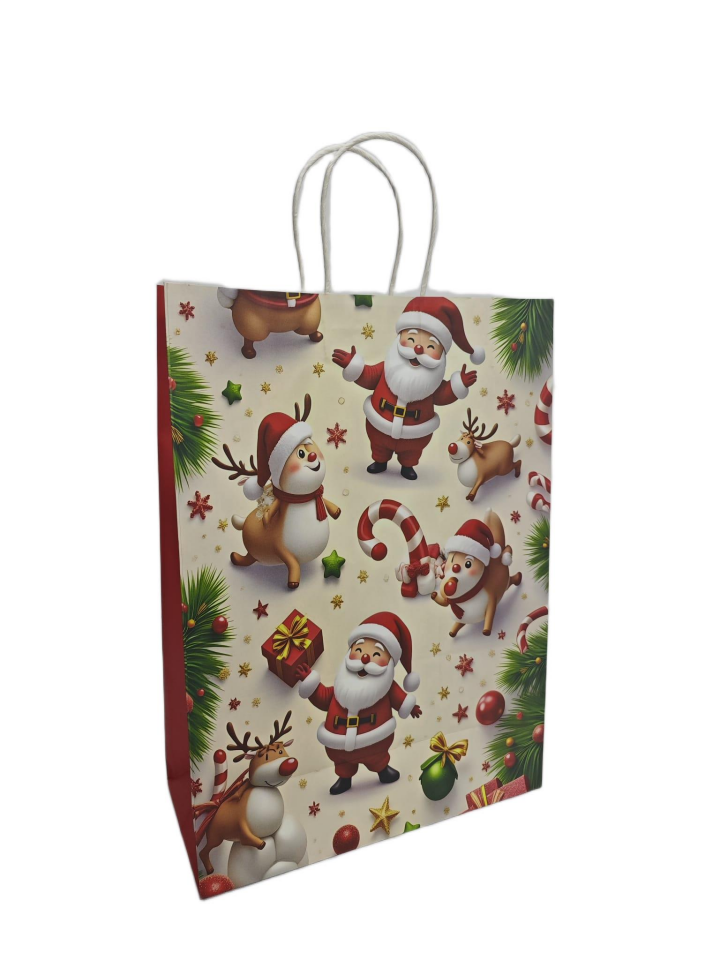 ÇANTA KRAFT BEYAZ YILBAŞI FİGÜRLER 30*42*14 12 Lİ