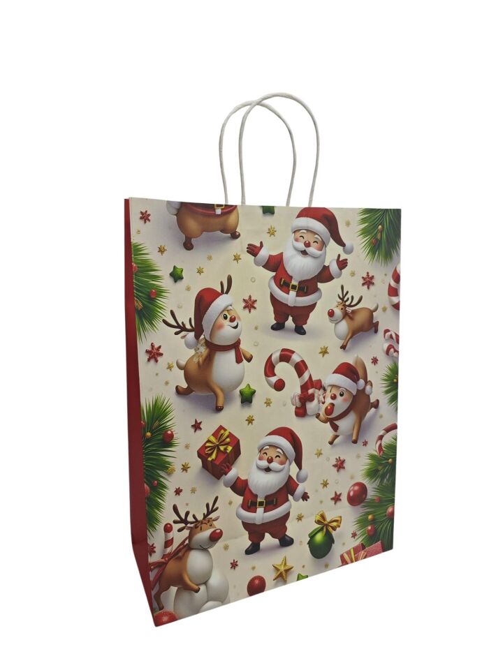 ÇANTA KRAFT BEYAZ YILBAŞI FİGÜRLER 30*42*14 12 Lİ