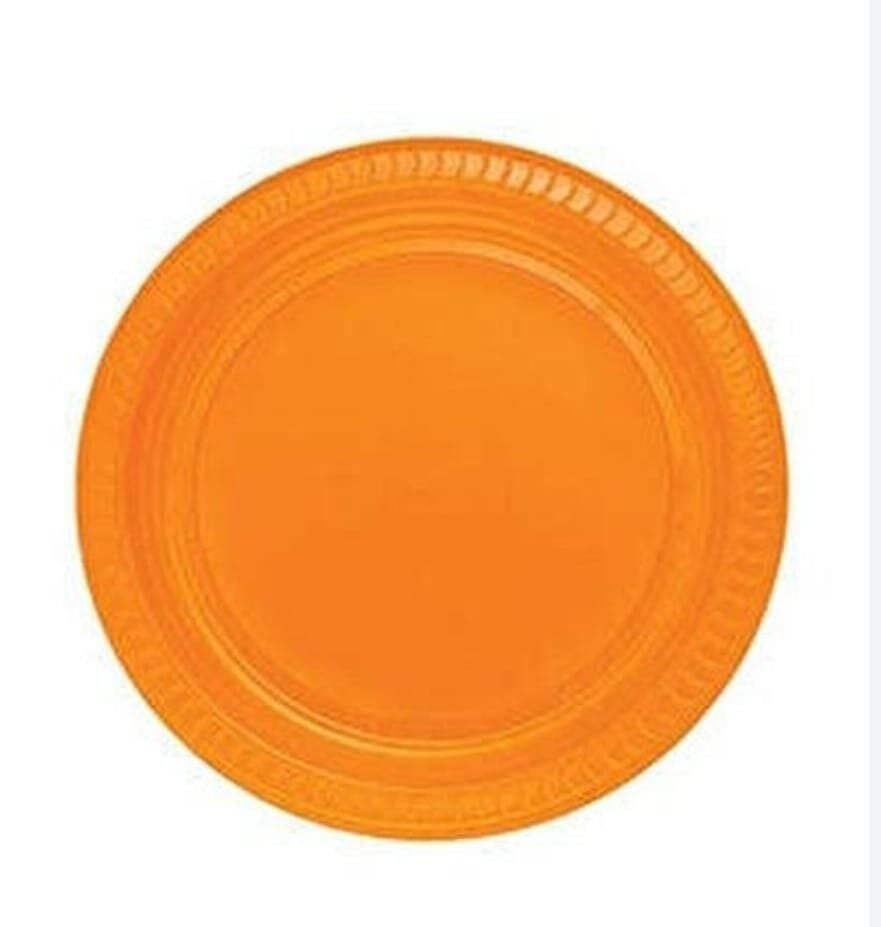 TABAK PLASTİK DÜZ RENKLİ 22cm.25'Lİ TURUNCU
