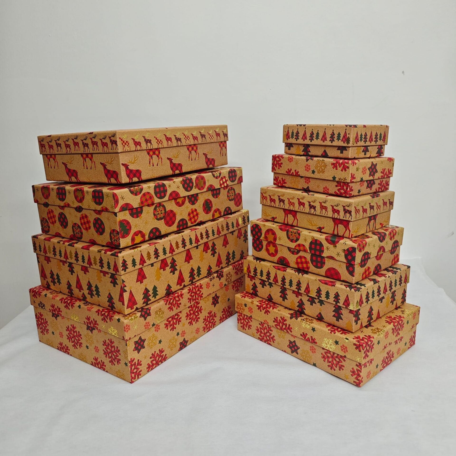 KUTU DİKDÖRTGEN 10 LU KRAFT YILBAŞI DESENLİ