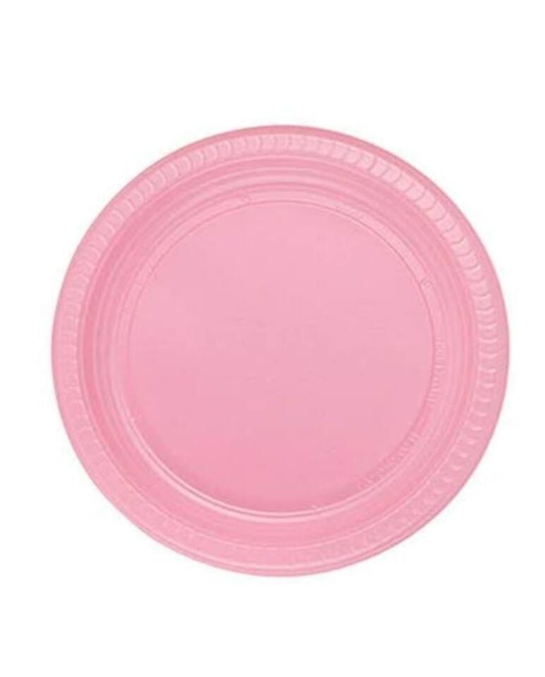TABAK PLASTİK DÜZ RENKLİ 22cm.25'Lİ PEMBE