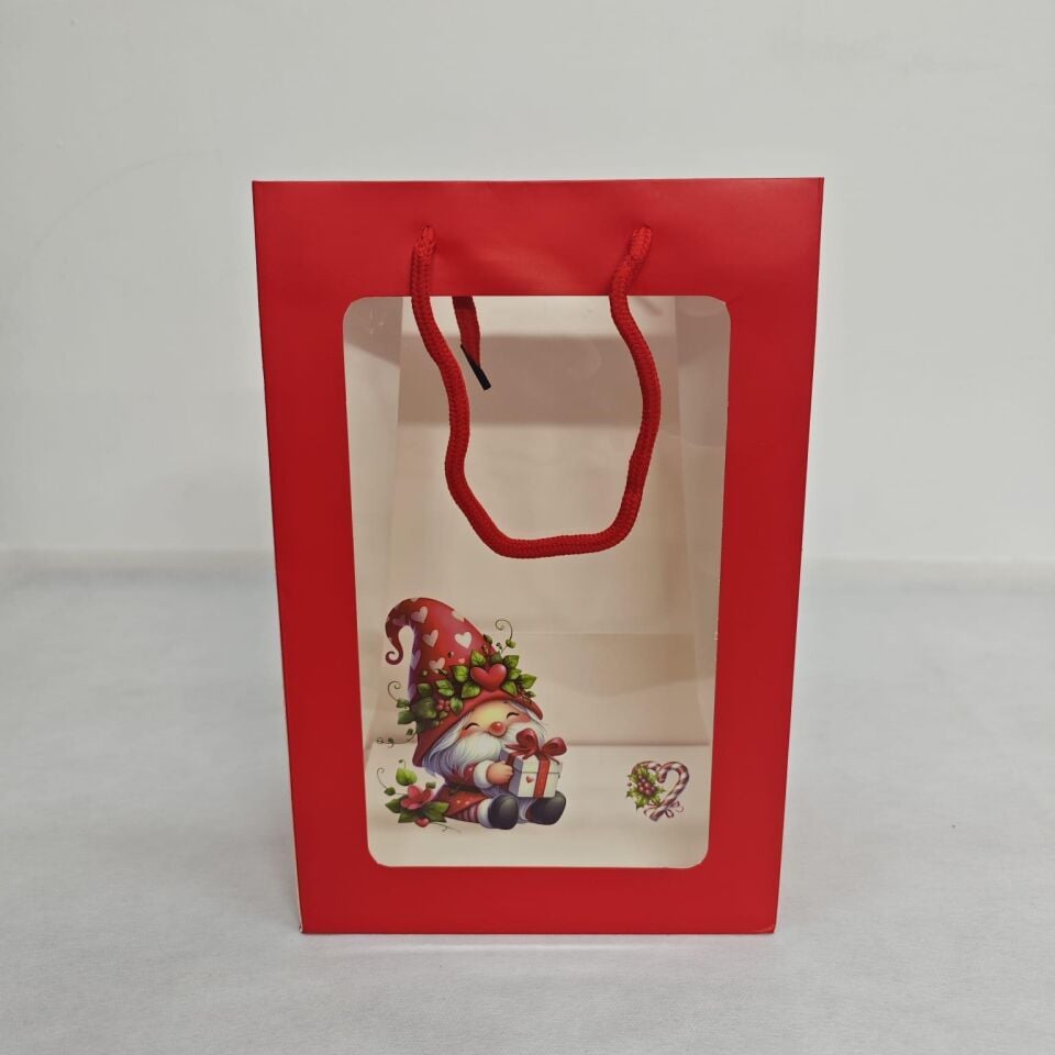 ÇANTA ÖN YÜZÜ ŞEFFAF NOEL BABALI 30*20*15 10 LU