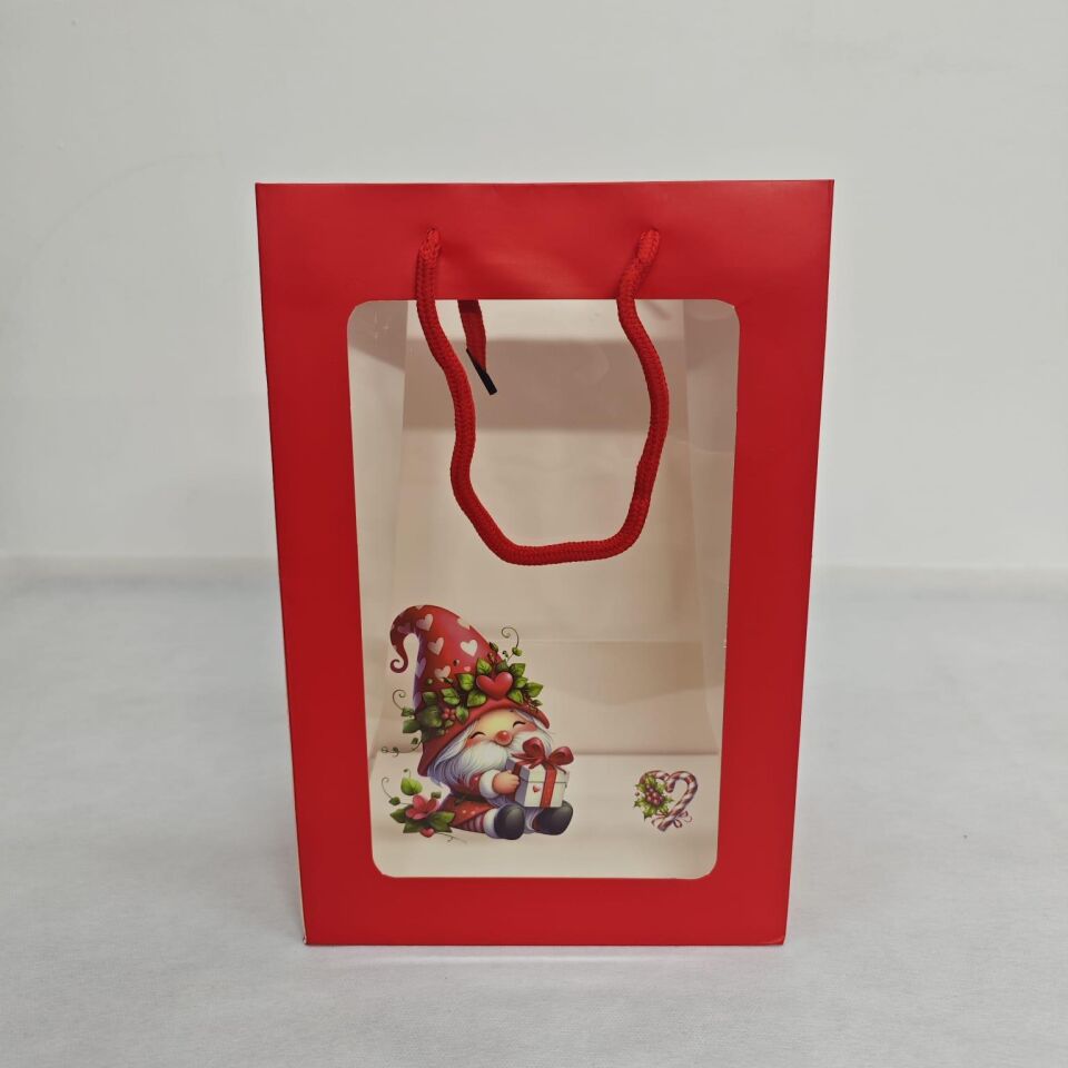 ÇANTA ÖN YÜZÜ ŞEFFAF NOEL BABALI 30*20*15 10 LU