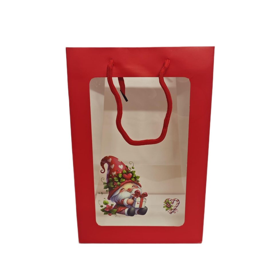 ÇANTA ÖN YÜZÜ ŞEFFAF NOEL BABALI 30*20*15 10 LU