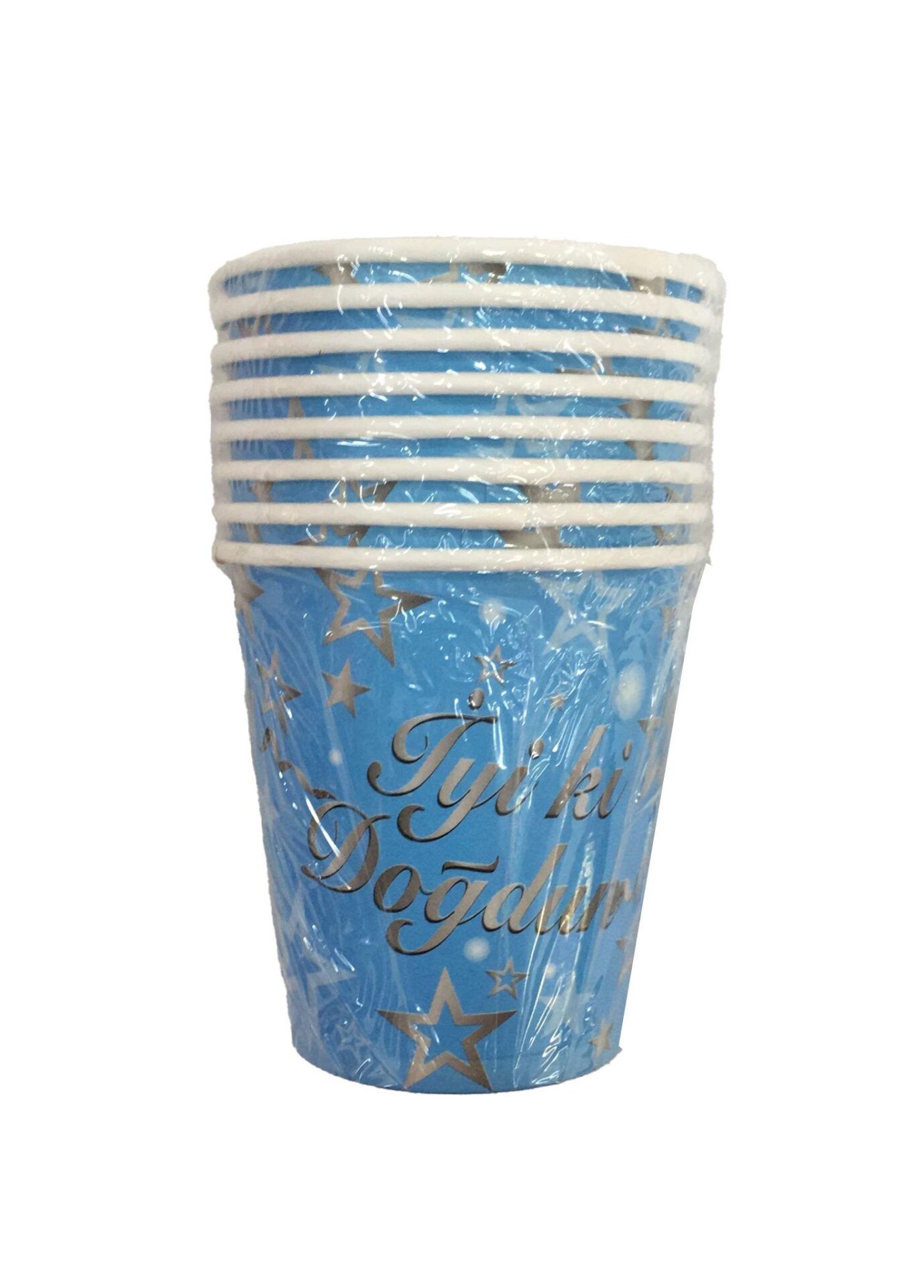BARDAK KARTON YILDIZLI İYİKİ DOĞDUN MAVİ 8Lİ