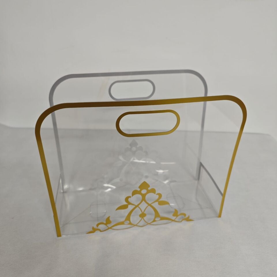 ŞEFFAF PVC ÇANTA EL GEÇMELİ DESENLİ 30*12*25 CM