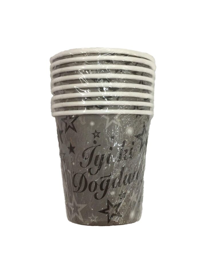 BARDAK KARTON YILDIZLI İYİKİ DOĞDUN GÜMÜŞ 8Lİ