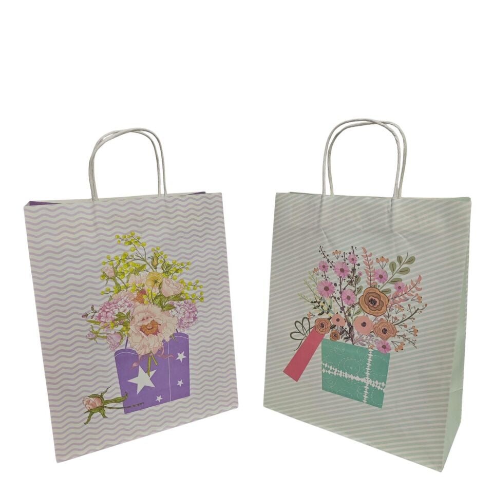 ÇANTA KRAFT BÜKÜM SAPLI SAKSILI 26*12*33 CM 12 Lİ