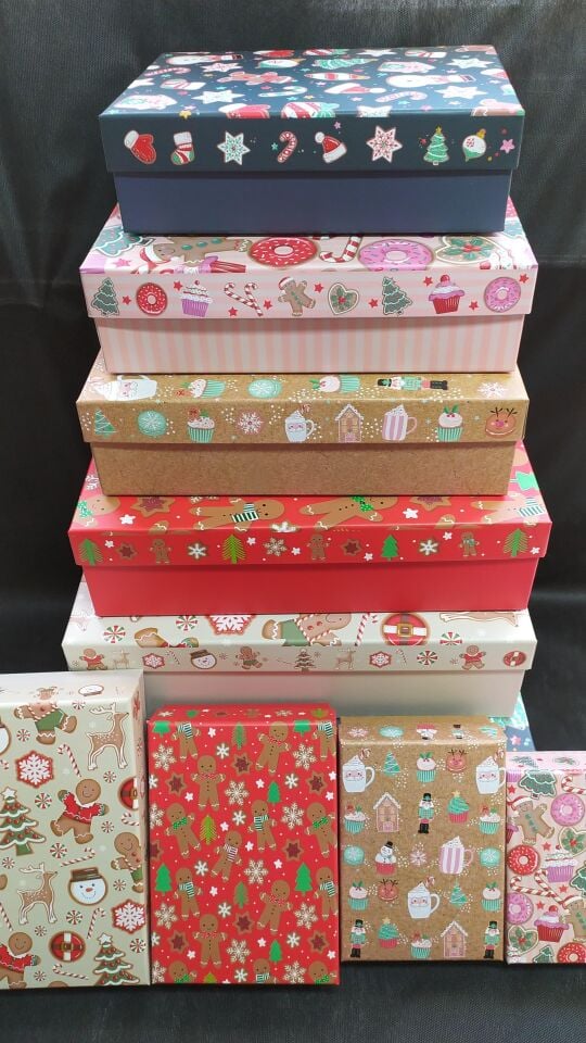 KUTU DİKDÖRTGEN 10 LU NOEL DESENLİ