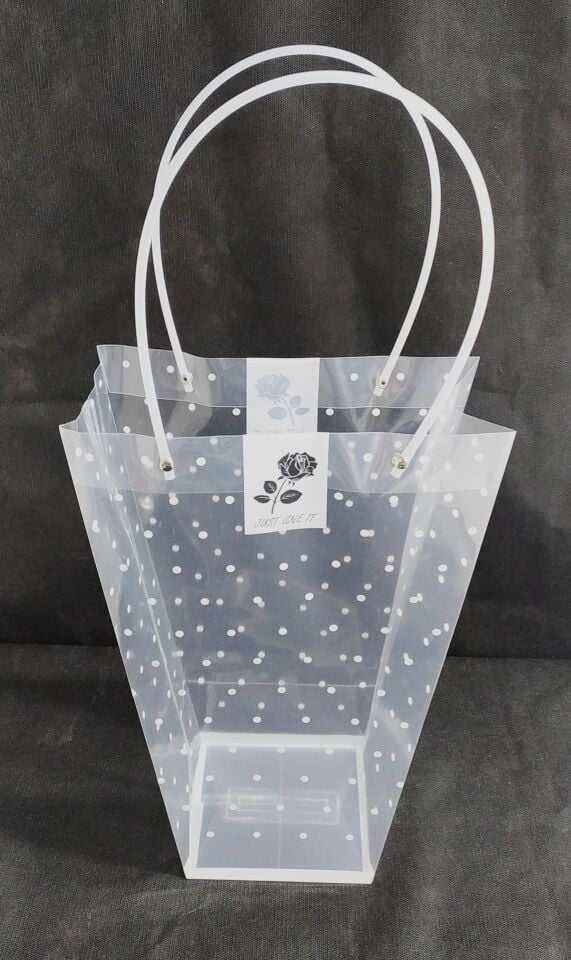 ÇANTA ŞEFFAF PVC PUANTİYELİ 35*26*13 10 LU