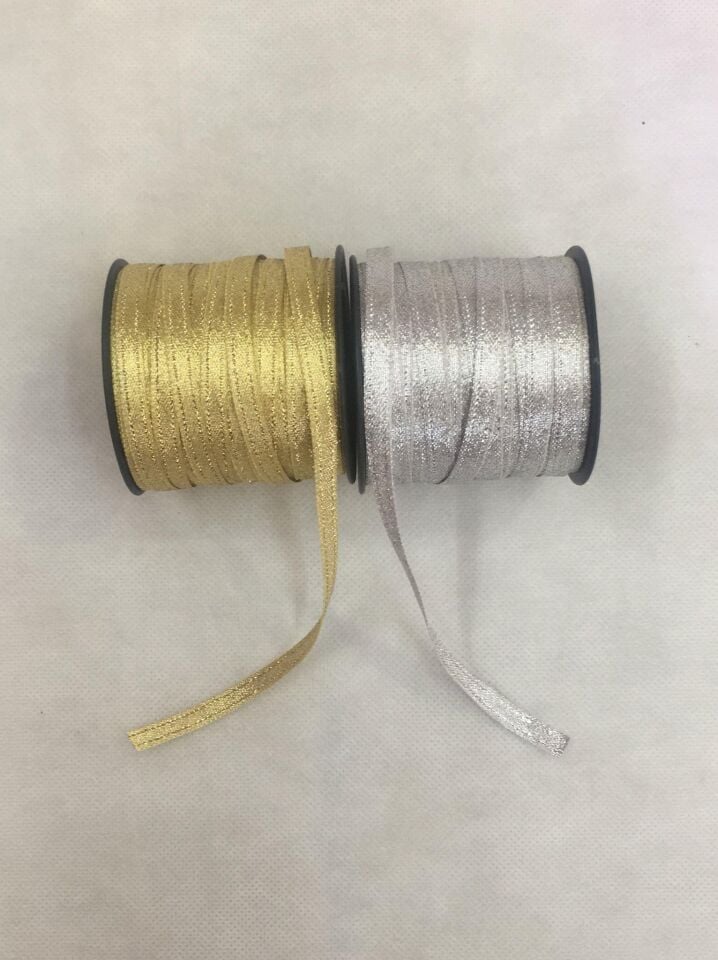 KURDELE SATEN SİMLİ 6 MM 50 MT ALTIN-GÜMÜŞ