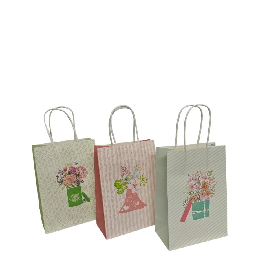 ÇANTA KRAFT BÜKÜM SAPLI SAKSILI 15*8*21 CM 12 Lİ