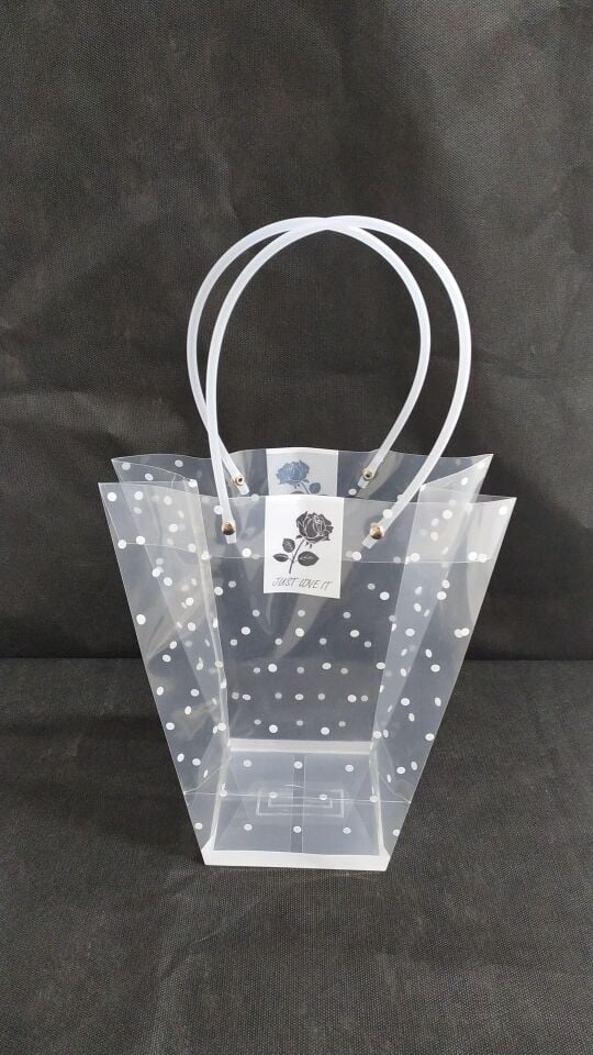 ÇANTA ŞEFFAF PVC PUANTİYELİ 26*24*12 10 LU