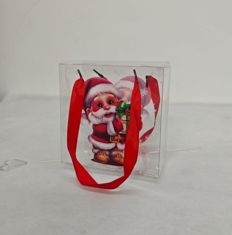 ÇANTA ŞEFFAF NOEL BABA BASKILI 15*15*7 12 Lİ