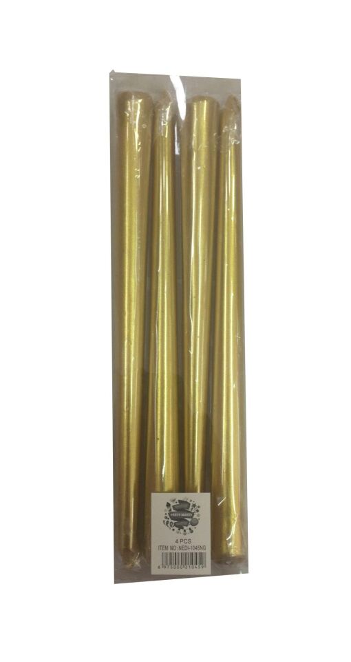 MUM ŞAMDAN 25 CM 4 LÜ METALİK ALTIN