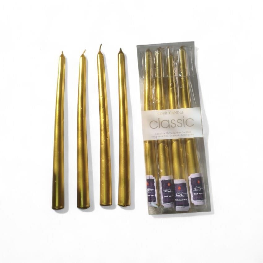 MUM ŞAMDAN 25 CM 4 LÜ METALİK ALTIN