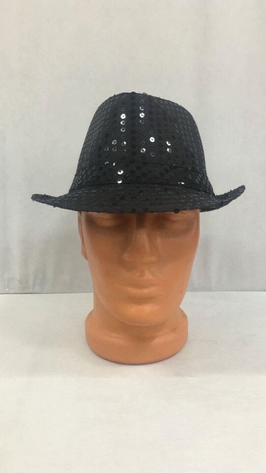 ŞAPKA KUMAŞ FÖTR PAYETLİ SİYAH