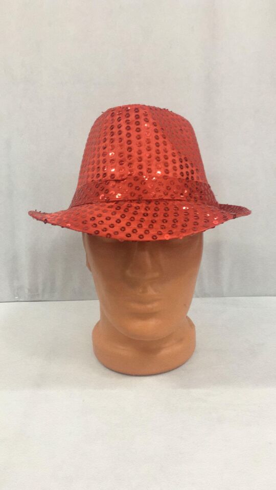 ŞAPKA KUMAŞ FÖTR PAYETLİ KIRMIZI