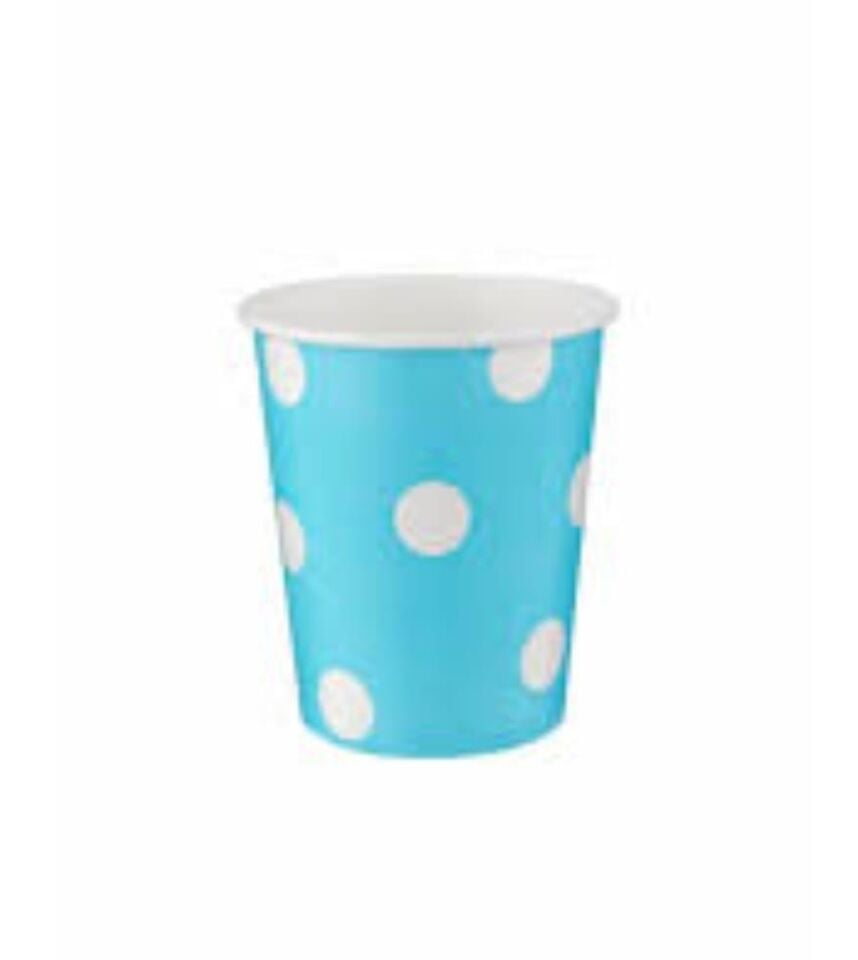 BARDAK KARTON 8oz DÜZ RENK 8'Lİ RU MAVİ PUANLI