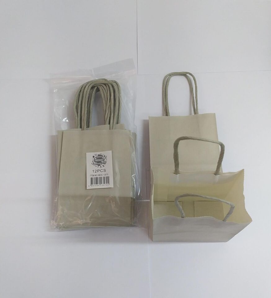 ÇANTA B.KRAFT BÜKÜM SAPLI GÜMÜŞ 12*15 CM 12 Lİ