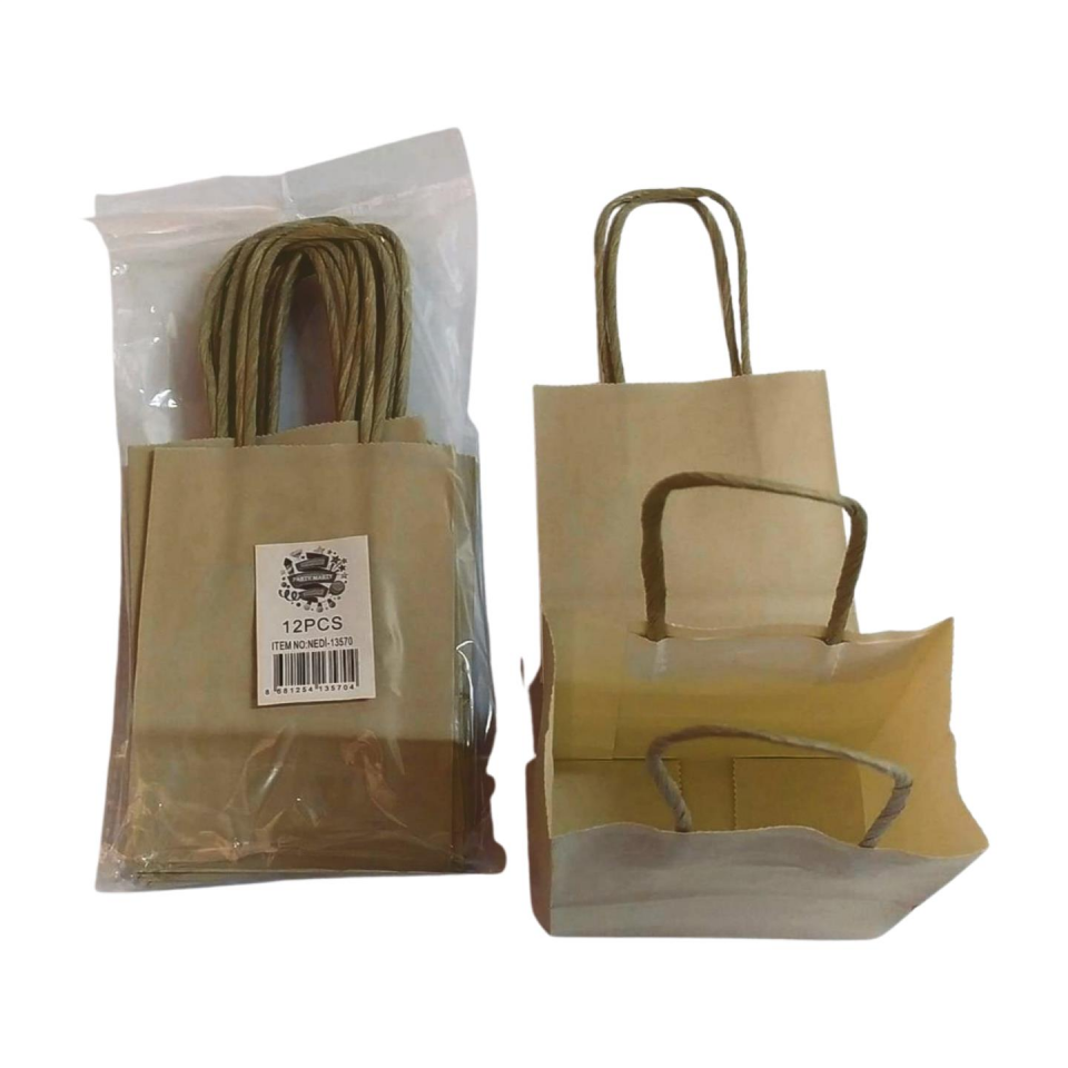 ÇANTA B.KRAFT BÜKÜM SAPLI GÜMÜŞ 12*15 CM 12 Lİ