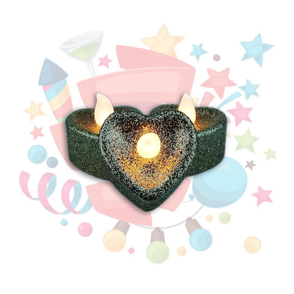 IŞIKLI MUM PİLLİ TEA LIGHT METALİKSİMLİ KALP ALTIN