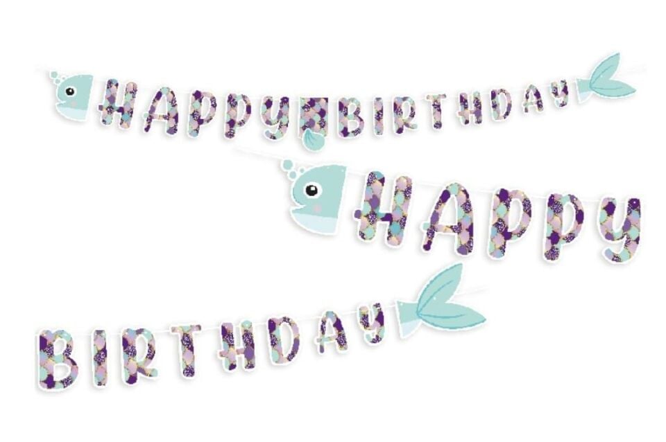 PIRILTILI DENİZ KIZI HAPPY BIRTHDAY HARF BANNER