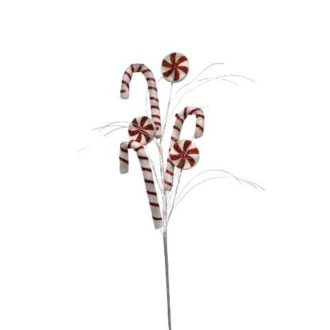 ÇUBUKLU KIRMIZI BEYAZ ŞEKERLİ  BASTONLU 70CM