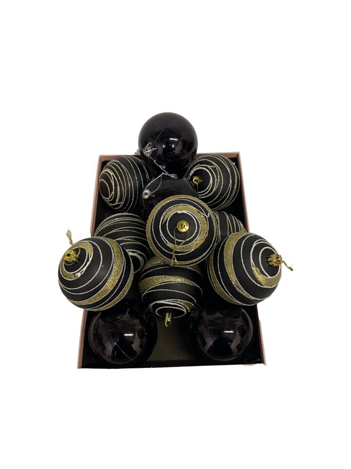 TOPSÜS 8CM LÜX SİMLİ-MAT-METALİK KUTULU12 Lİ SİYAH