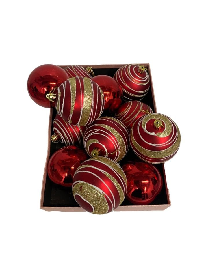 TOPSÜS 8CM LÜX SİMLİ-MAT-METALİK KUTULU12 Lİ KIRMI