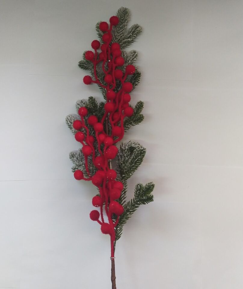 KOKİNA FLOK KIRMIZI ÇAM DALLI KAR EFEKTLİ 70CM