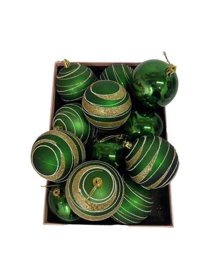 TOPSÜS 8CM LÜX SİMLİ-MAT-METALİK KUTULU12 Lİ YEŞİL