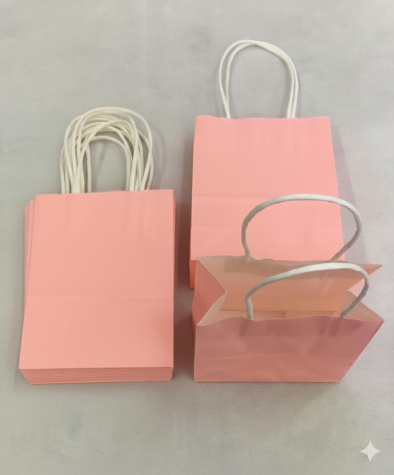 ÇANTA B.KRAFT BÜKÜM SAPLI PEMBE 12*15 CM 12 Lİ