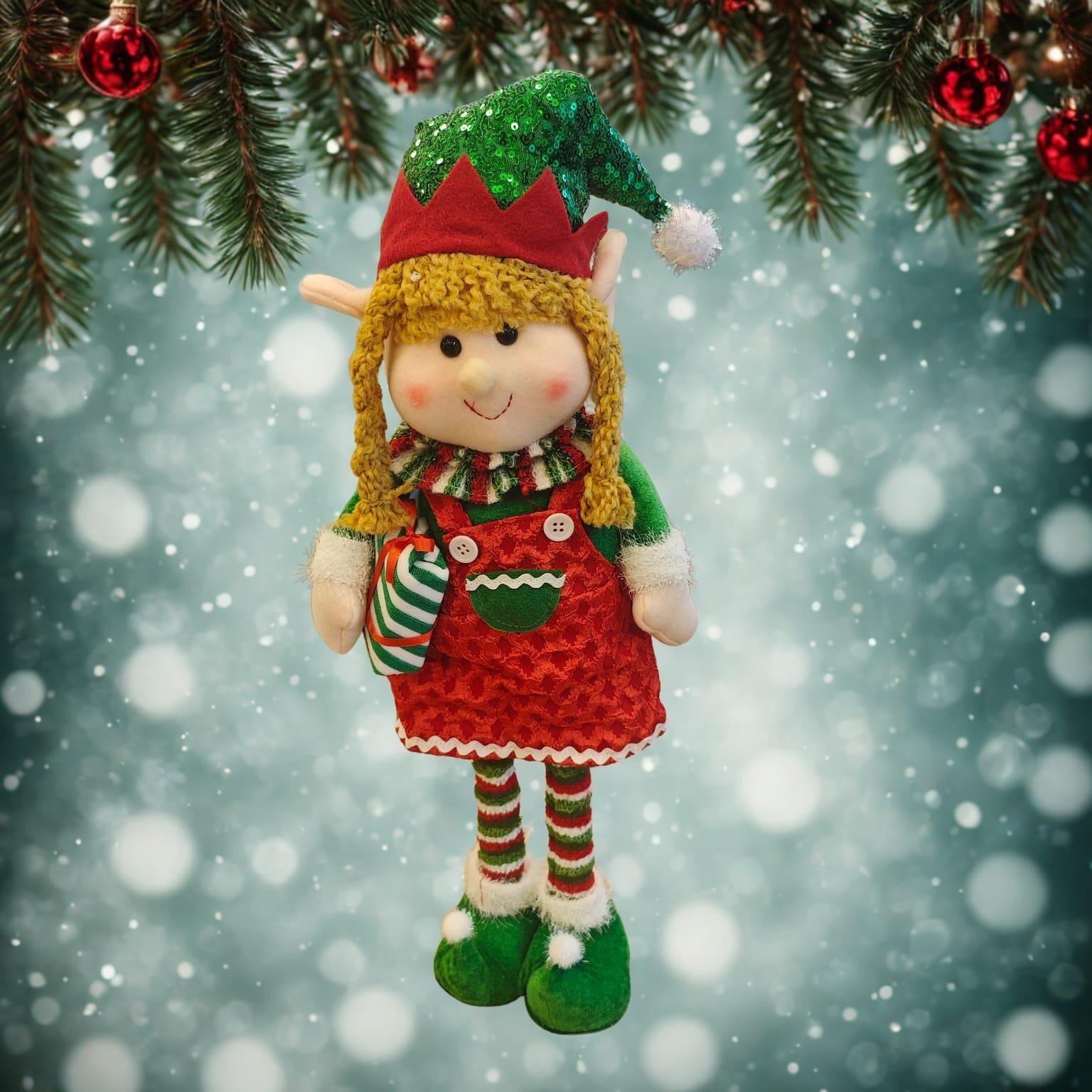 NOEL DEKORASYON ELF KIZ ERKEK PELUŞ SÜSLÜ 60 CM