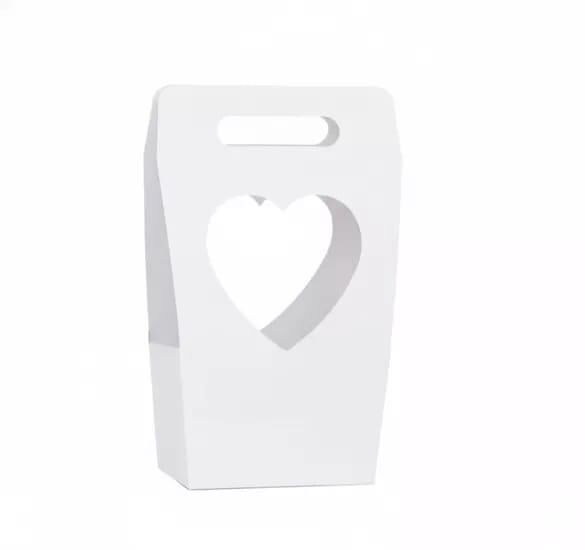 KARTON EL GEÇMELİ KALPLİ ÇANTA 20*10*31CM BEYAZ